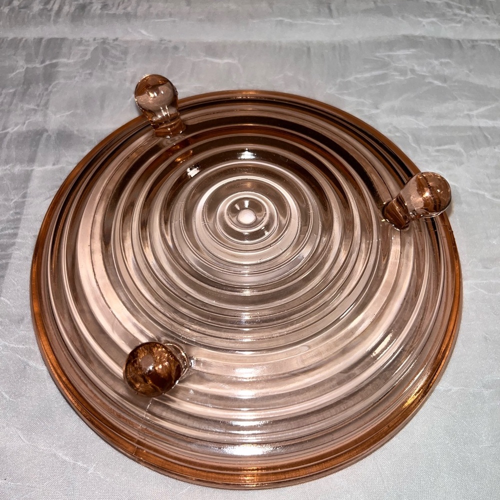 Sold! Vintage Anchor Hocking Pink Depression Glass Candy Dish Manhattan Pattern - Picture 4 of 4